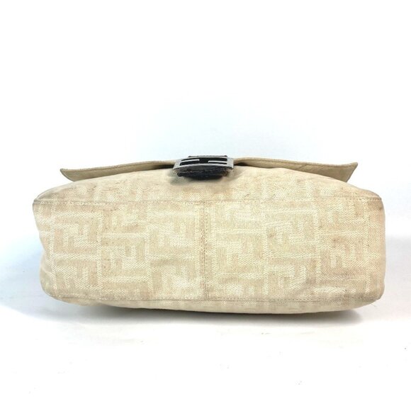 FENDI Cream Leather Zucca Shoulder Bag - Picture 5 of 16